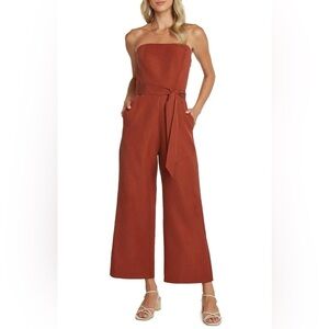 Willow Ryan Strapless Wide Leg Jumpsuit in Clay